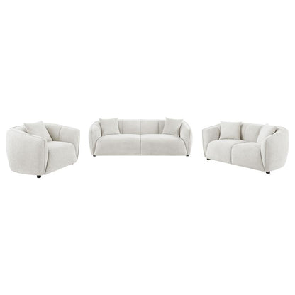Aleisha 3 Piece Ivory Chenille Upholstered Sofa Set