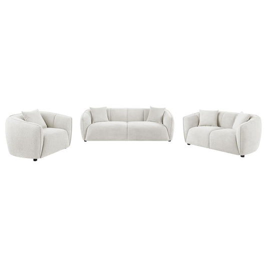 Aleisha 3 Piece Ivory Chenille Upholstered Sofa Set