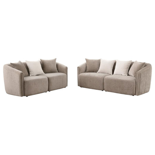 Townsend 2-Piece Chenille Upholstered Sofa Set Latte - Comfortable and Stylish Seating for Your Living Room