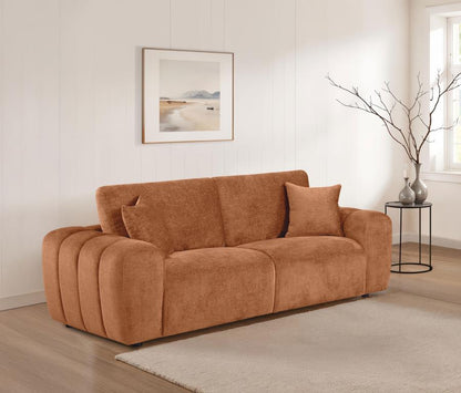 Burnett Burnt Orange Chenille Upholstered Wide Arm Sofa
