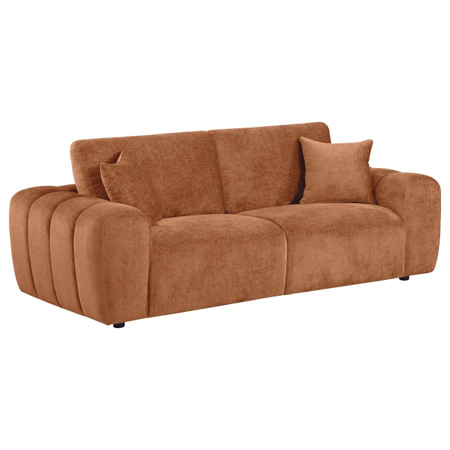 Burnett Burnt Orange Chenille Upholstered Wide Arm Sofa