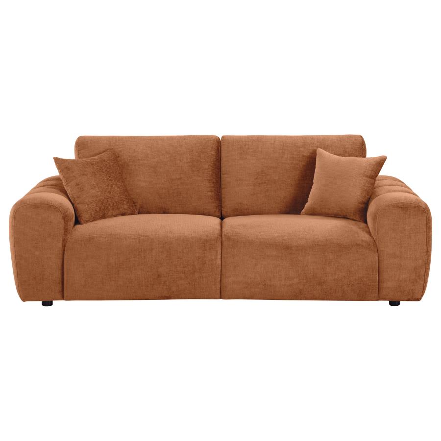 Burnett Burnt Orange Chenille Upholstered Wide Arm Sofa