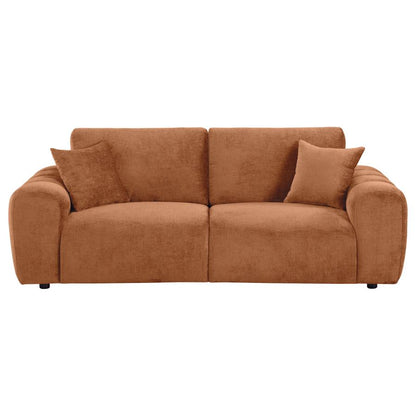Burnett Burnt Orange Chenille Upholstered Wide Arm Sofa