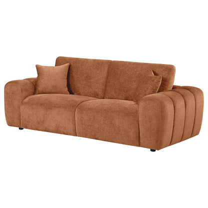 Burnett Burnt Orange Chenille Upholstered Wide Arm Sofa
