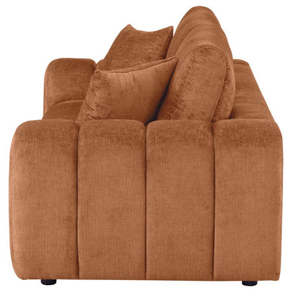 Burnett Burnt Orange Chenille Upholstered Wide Arm Sofa