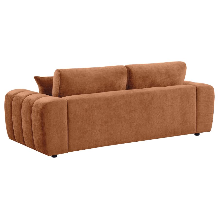 Burnett Burnt Orange Chenille Upholstered Wide Arm Sofa
