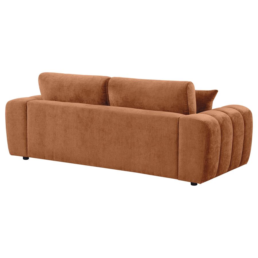 Burnett Burnt Orange Chenille Upholstered Wide Arm Sofa