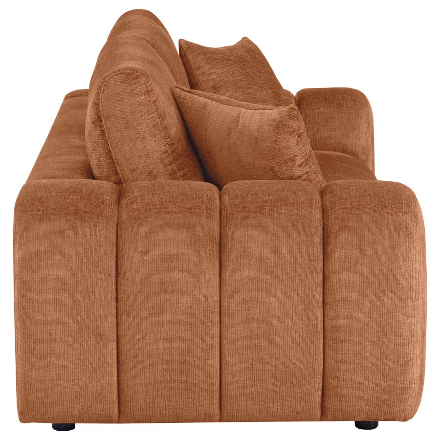 Burnett Burnt Orange Chenille Upholstered Wide Arm Sofa