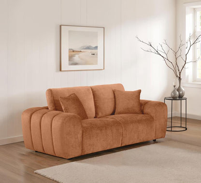 Burnett Burnt Orange Chenille Upholstered Wide Arm Loveseat