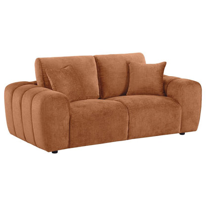 Burnett Burnt Orange Chenille Upholstered Wide Arm Loveseat