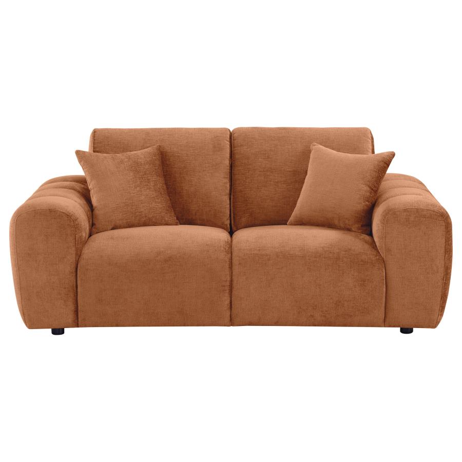 Burnett Burnt Orange Chenille Upholstered Wide Arm Loveseat