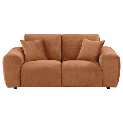 Burnett Burnt Orange Chenille Upholstered Wide Arm Loveseat