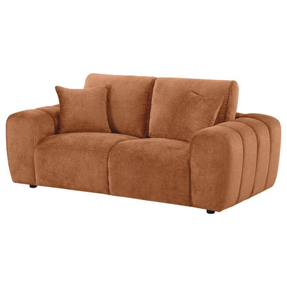 Burnett Burnt Orange Chenille Upholstered Wide Arm Loveseat