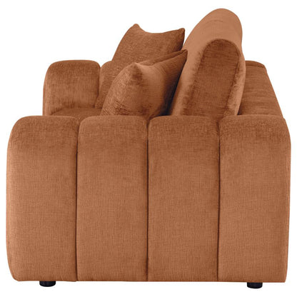 Burnett Burnt Orange Chenille Upholstered Wide Arm Loveseat