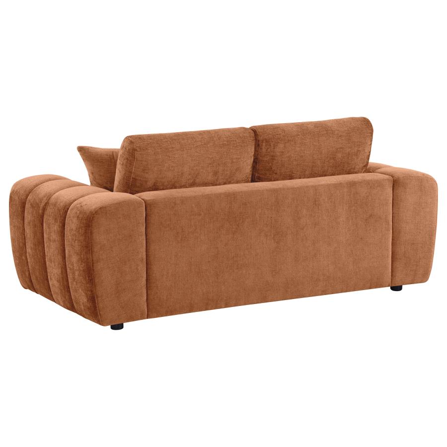 Burnett Burnt Orange Chenille Upholstered Wide Arm Loveseat