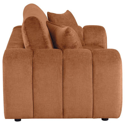 Burnett Burnt Orange Chenille Upholstered Wide Arm Loveseat