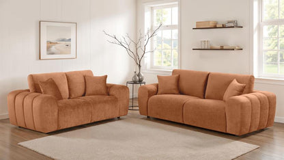 Burnett Burnt Orange Chenille Upholstered Wide Arm Loveseat