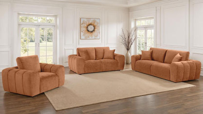 Burnett Burnt Orange Chenille Upholstered Wide Arm Loveseat