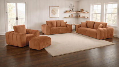 Burnett Burnt Orange Chenille Upholstered Wide Arm Loveseat