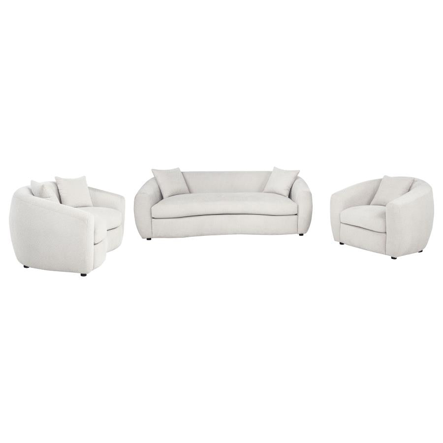 Isabella 3 Piece Sand Fabric Upholstered Sofa Set