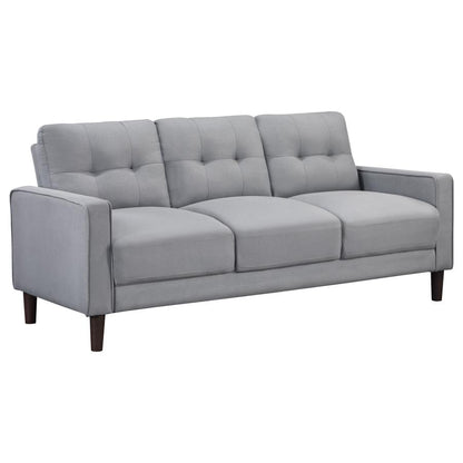 Bowen 2 Piece Grey Upholstered Track Arm Tufted Sofa Set