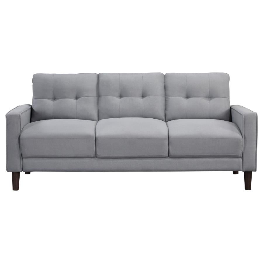 Bowen 2 Piece Grey Upholstered Track Arm Tufted Sofa Set