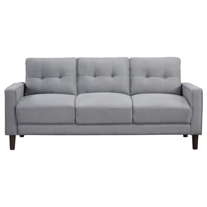 Bowen 2 Piece Grey Upholstered Track Arm Tufted Sofa Set