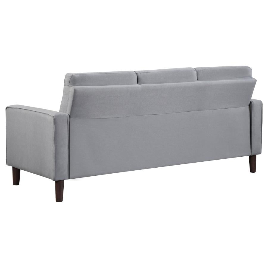 Bowen 2 Piece Grey Upholstered Track Arm Tufted Sofa Set