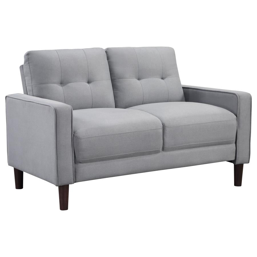 Bowen 2 Piece Grey Upholstered Track Arm Tufted Sofa Set