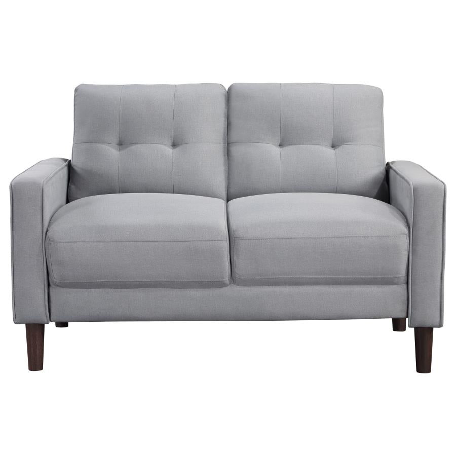 Bowen 2 Piece Grey Upholstered Track Arm Tufted Sofa Set