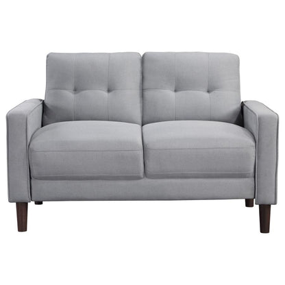 Bowen 2 Piece Grey Upholstered Track Arm Tufted Sofa Set