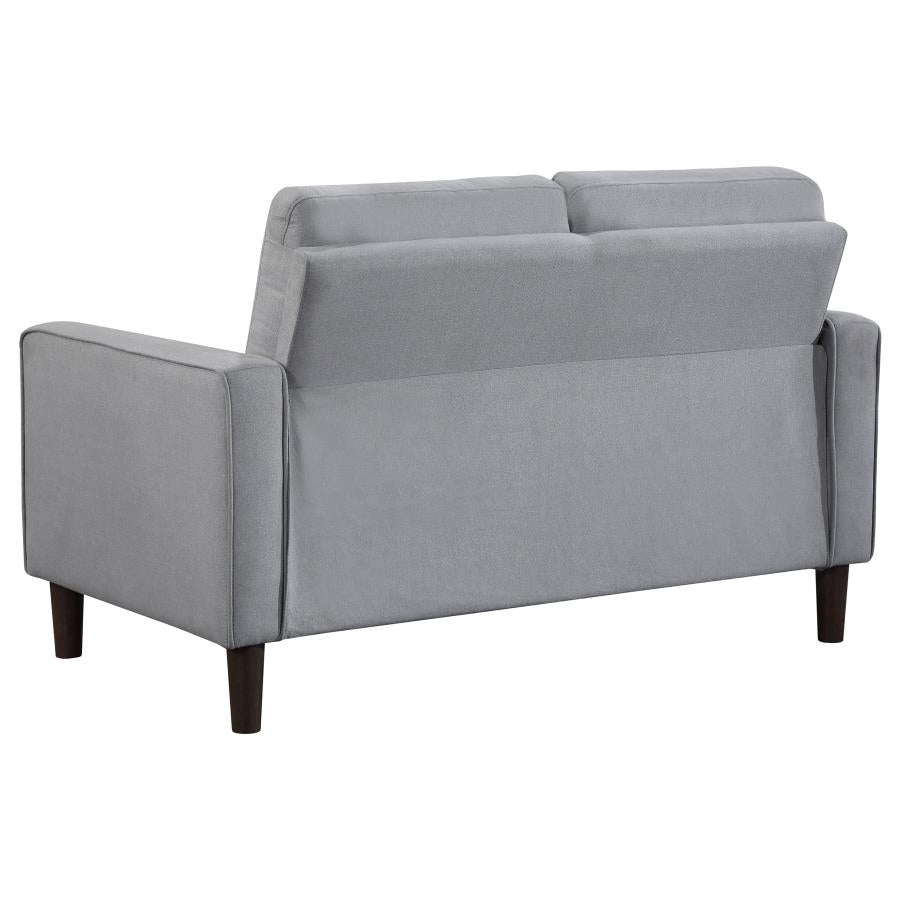 Bowen 2 Piece Grey Upholstered Track Arm Tufted Sofa Set