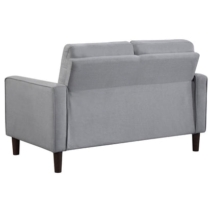 Bowen 2 Piece Grey Upholstered Track Arm Tufted Sofa Set