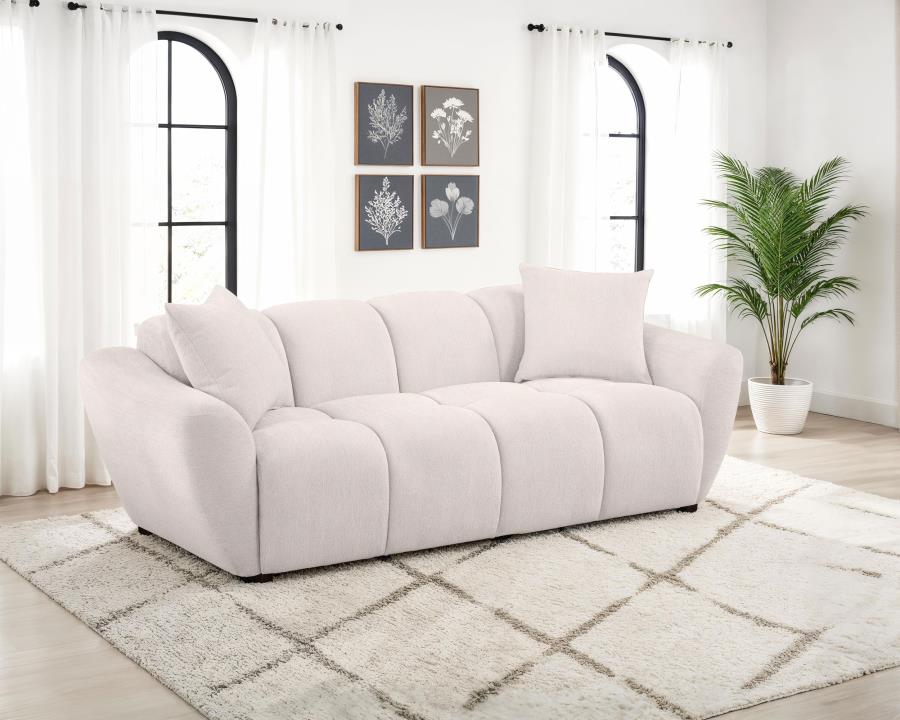 Destino Greige Chenille Upholstered Splayed Arm Sofa
