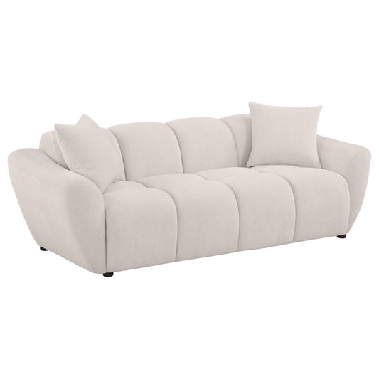Destino Greige Chenille Upholstered Splayed Arm Sofa
