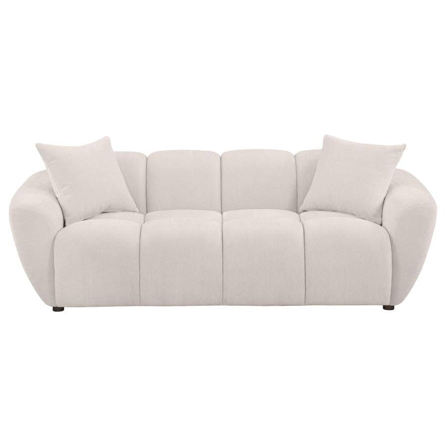 Destino Greige Chenille Upholstered Splayed Arm Sofa