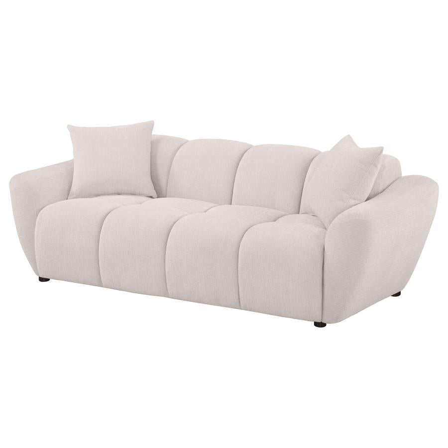 Destino Greige Chenille Upholstered Splayed Arm Sofa