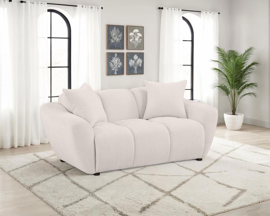Destino Greige Chenille Upholstered Splayed Arm Loveseat