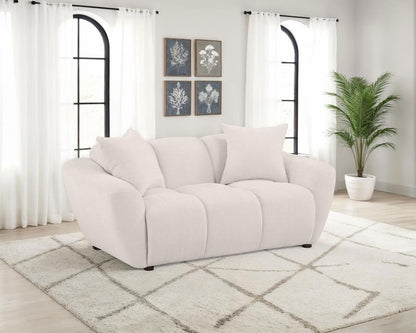 Destino Greige Chenille Upholstered Splayed Arm Loveseat