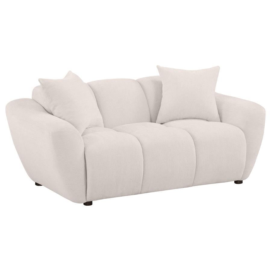 Destino Greige Chenille Upholstered Splayed Arm Loveseat