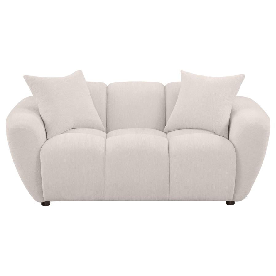 Destino Greige Chenille Upholstered Splayed Arm Loveseat