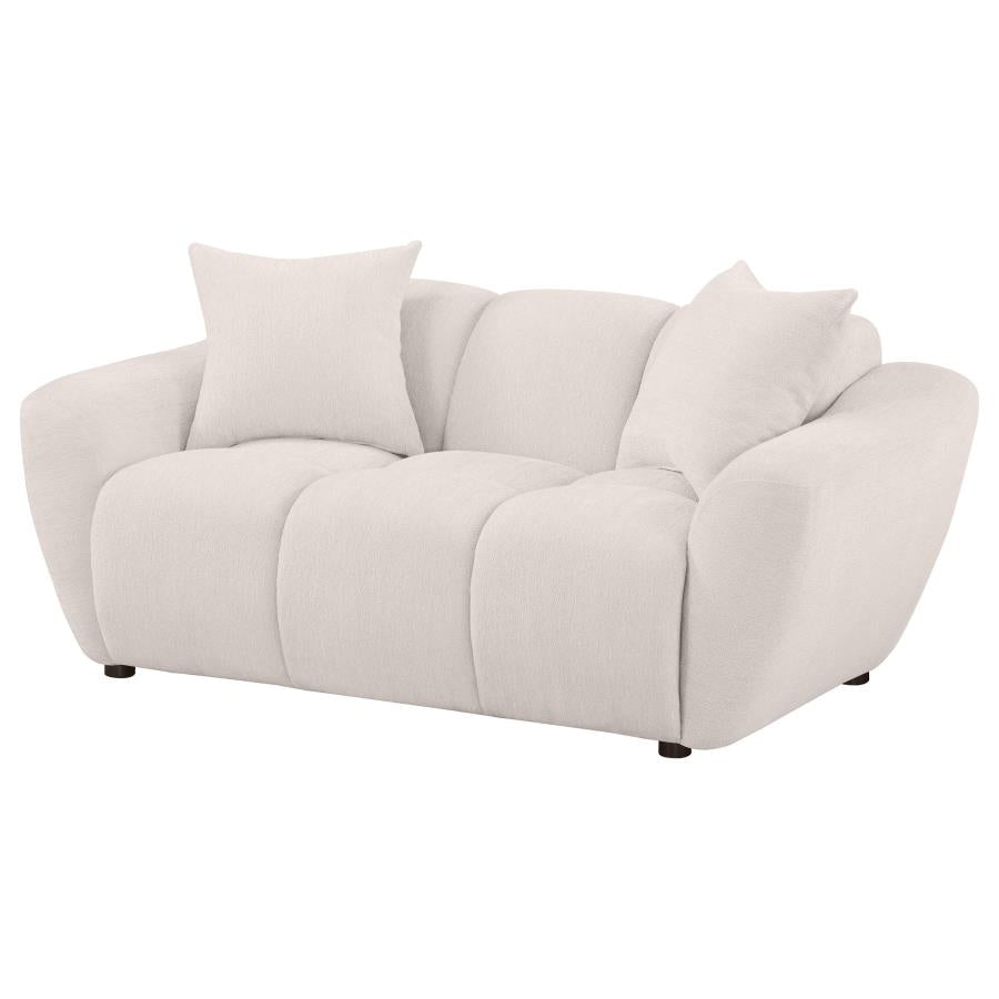 Destino Greige Chenille Upholstered Splayed Arm Loveseat