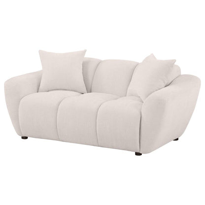 Destino Greige Chenille Upholstered Splayed Arm Loveseat