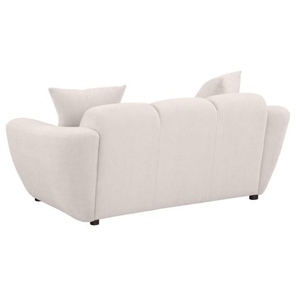 Destino Greige Chenille Upholstered Splayed Arm Loveseat