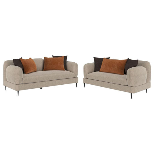 Jade 2-Piece Latte Chenille Upholstered Sofa Set – Comfortable Modern Living Room Seating