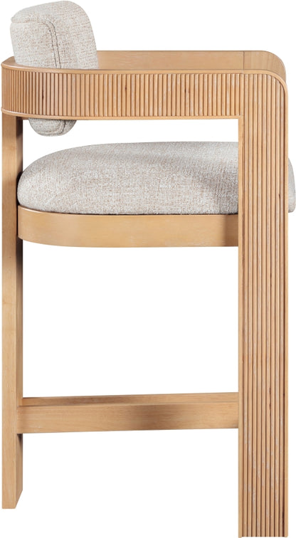 Sacha Linen Textured Fabric Upholstered Counter Stool