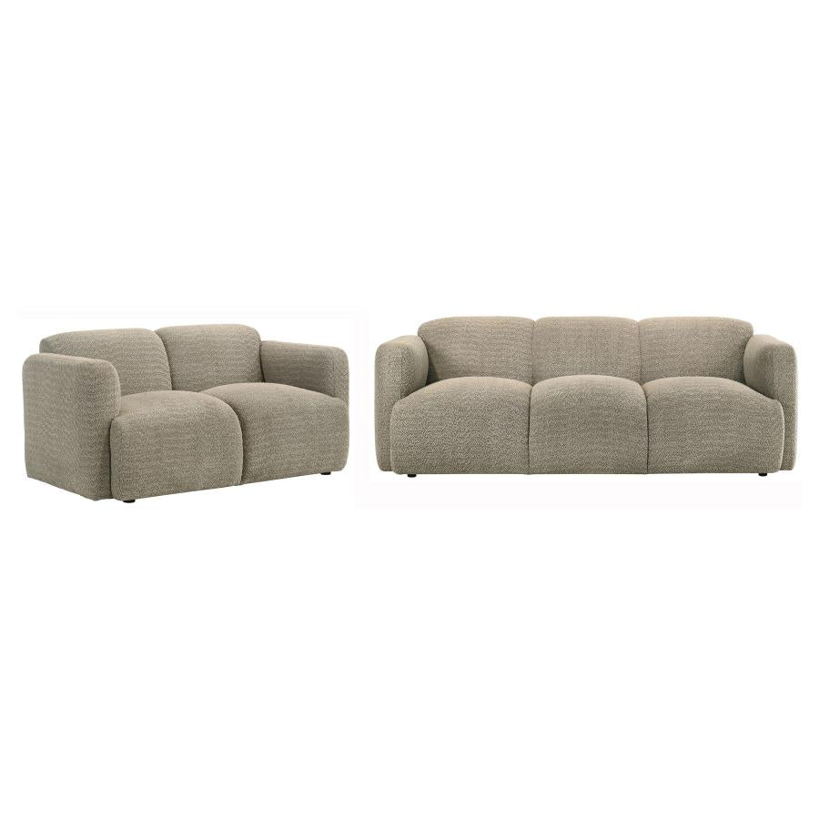 Dorset 2 Piece Upholstered Round Track Arm Sofa Set