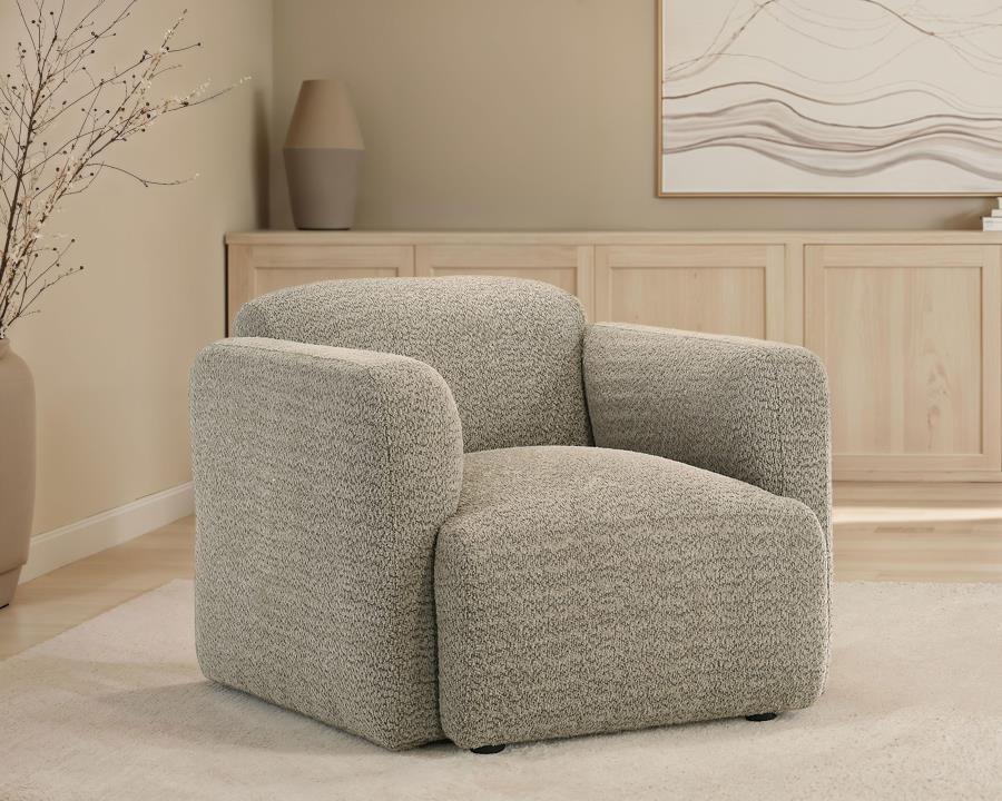 Dorset Brown Fabric Upholstered Round Track Arm Accent Chair
