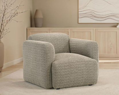 Dorset Brown Fabric Upholstered Round Track Arm Accent Chair