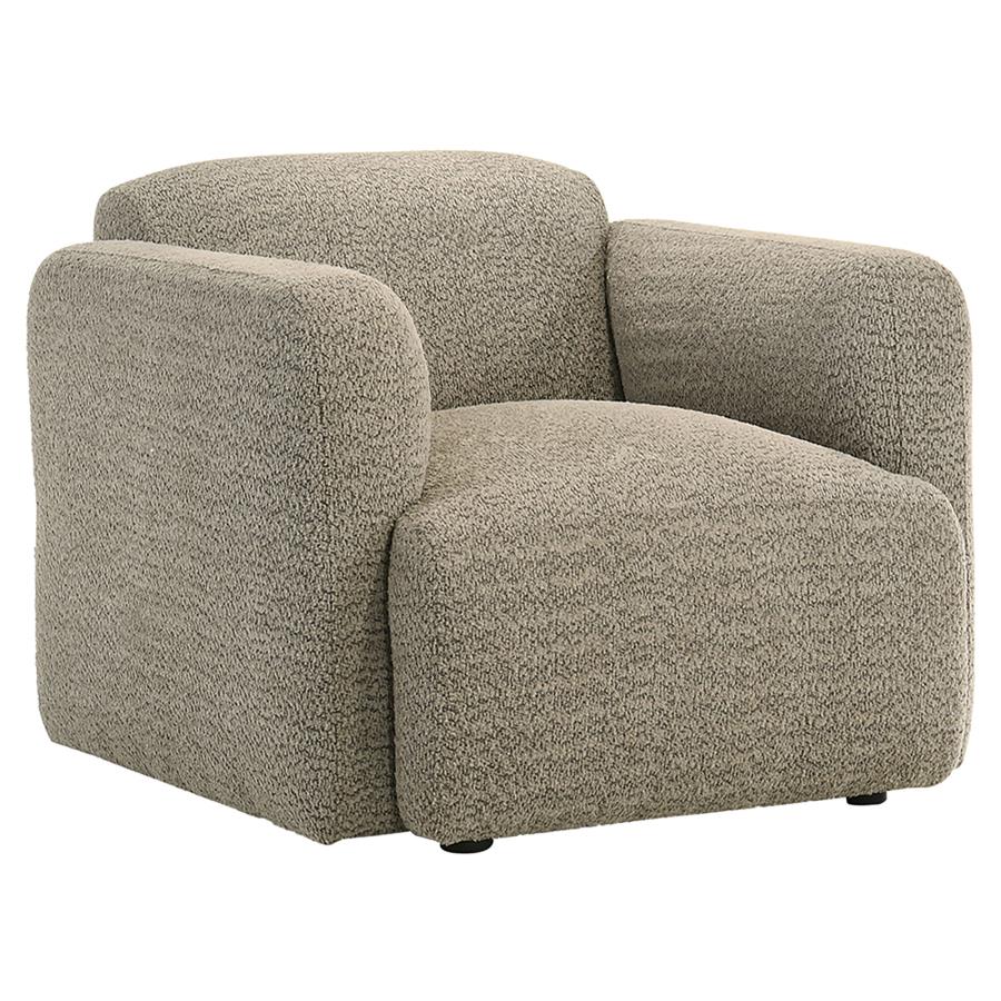 Dorset Brown Fabric Upholstered Round Track Arm Accent Chair